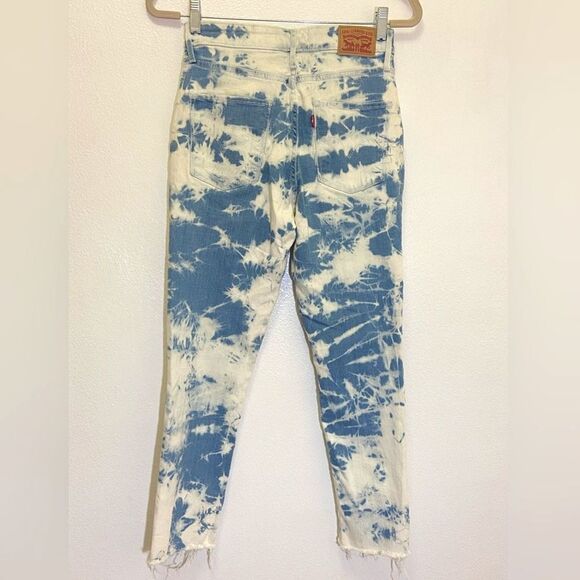 Levi’s - 721 High Rise Skinny Ankle Tie Dye Jeans Raw Hem - Size 27 - Picture 4 of 14